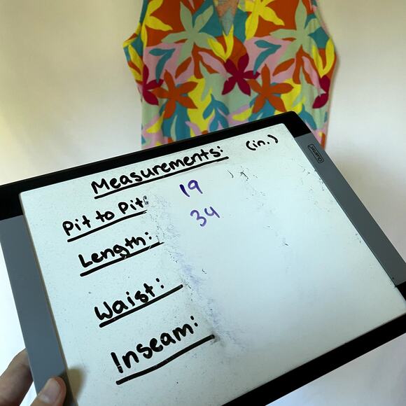 Lands' End colorful leaf print vneck sleeveless summer sundress women's S cotton - Picture 6 of 7